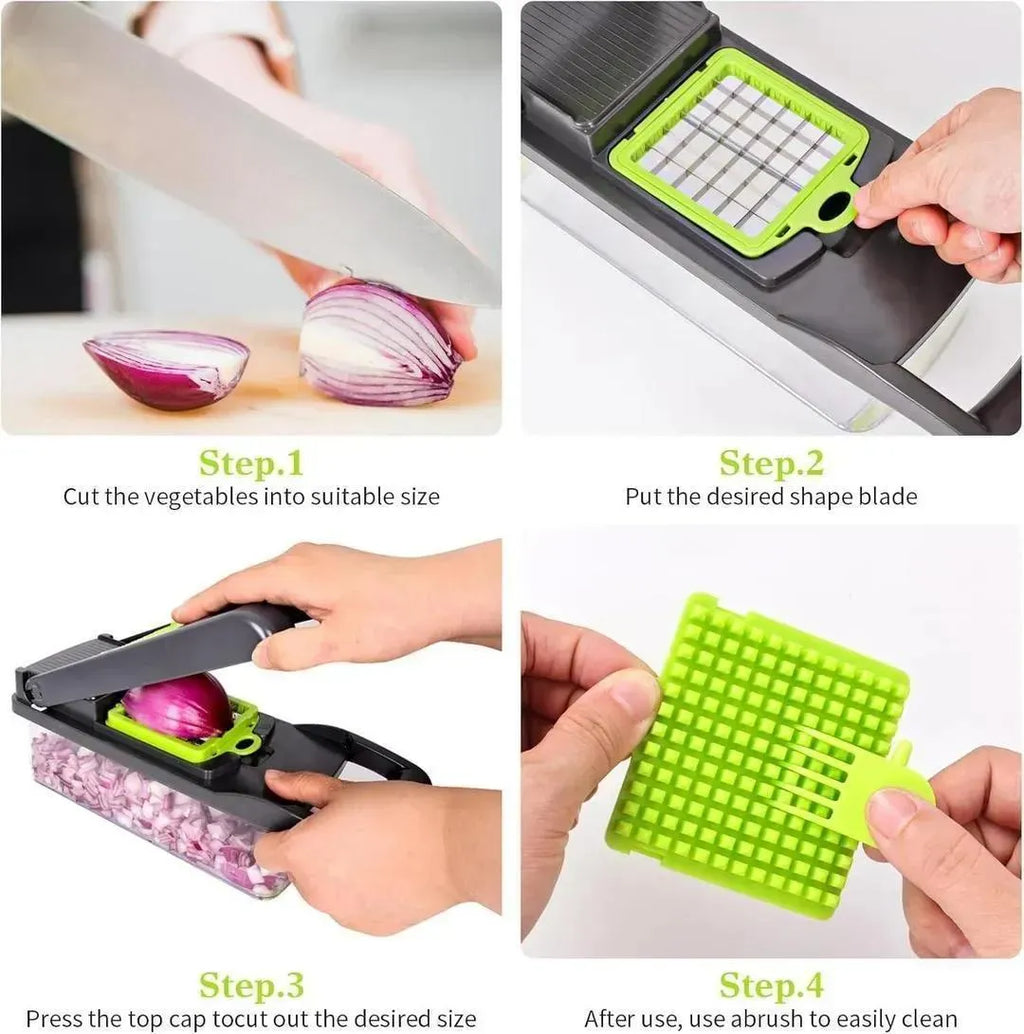 Multicolor Vegetable Cutter With 7- BladesFor Easy Slicing and Dicing