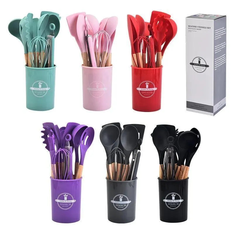 10- Piece Stainless Steel with Wooden Handles