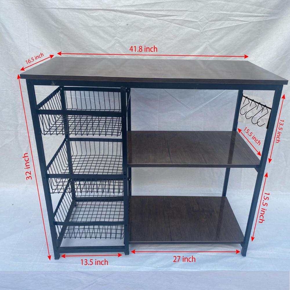 3 Layer Kitchen Storage Iron Rack ( black&white)